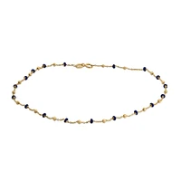 9″+1″ Navy Blue Enamel Beaded Anklet 10kt Yellow Gold