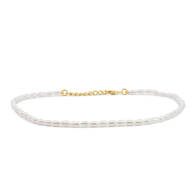 9″+1″ Anklet with Pearls in 10kt Yellow Gold