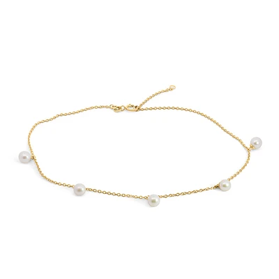 9″+1″ Cosmic Anklet with Pearls 10kt Yellow Gold