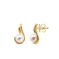 Earrings with 5MM Pearl 10kt Yellow Gold