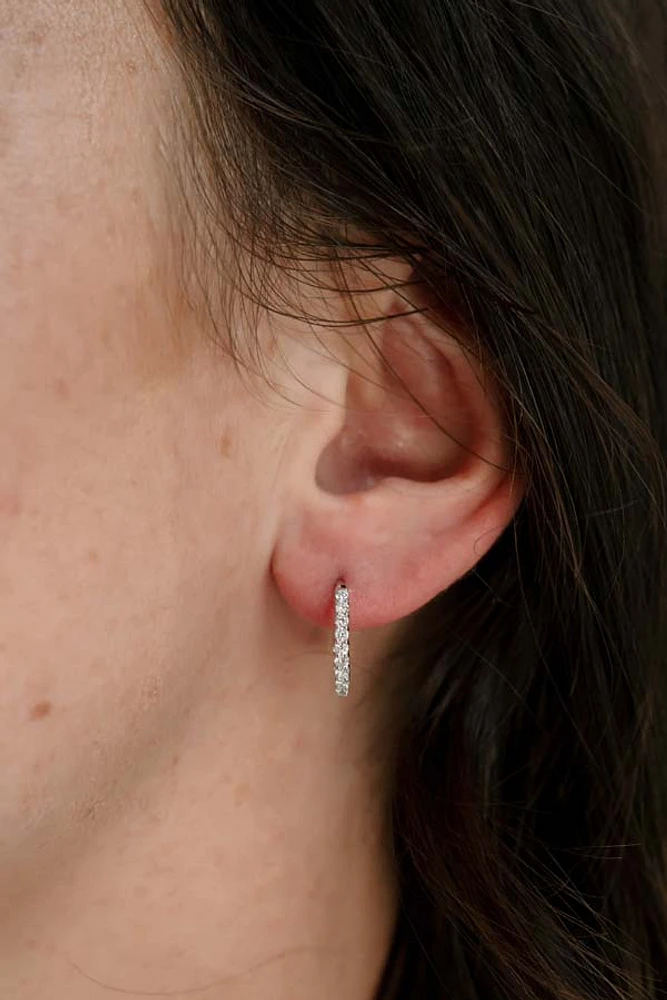 15MM Pave Hoop Earrings with .50 Carat TW of Lab Created Diamonds 14kt White Gold