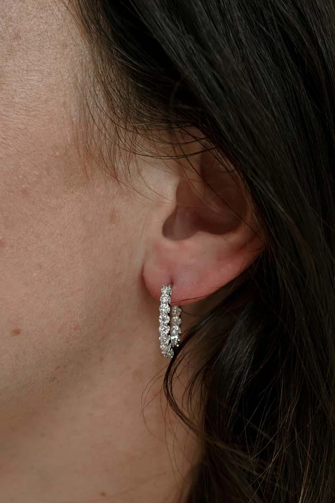 20MM Pave Hoop Earrings with 2.0 Carat TW of Lab Created Diamonds in 14kt White Gold