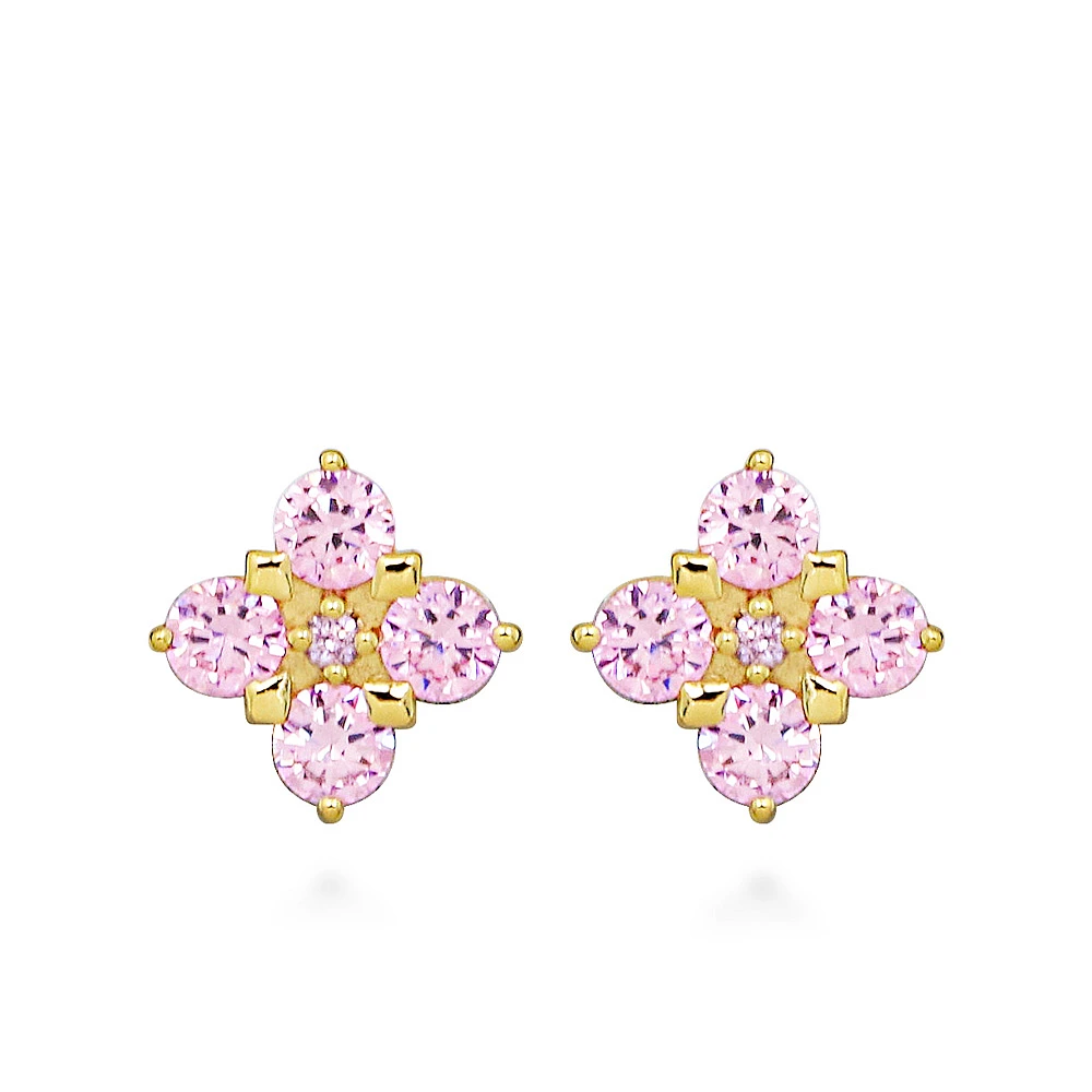 Earrings with Pink Cubic Zirconia Sterling Silver