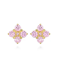 Earrings with Pink Cubic Zirconia Sterling Silver