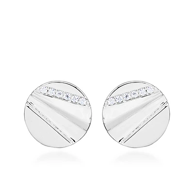 Circle Earrings with Cubic Zirconia in Sterling Silver