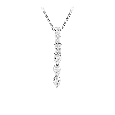 Drop Pendant with Cubic Zirconia Sterling Silver Chain