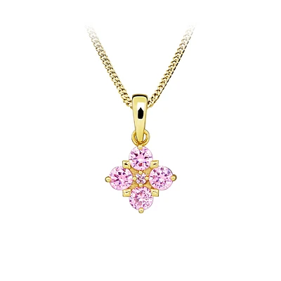 Pendant with Pink Cubic Zirconia Gold Plated Sterling Silver