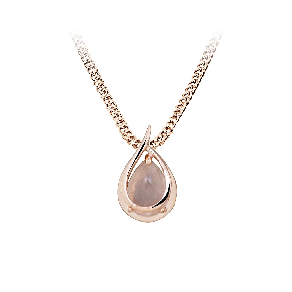 Pendant with Rose Quartz Tone Sterling Silver Chain