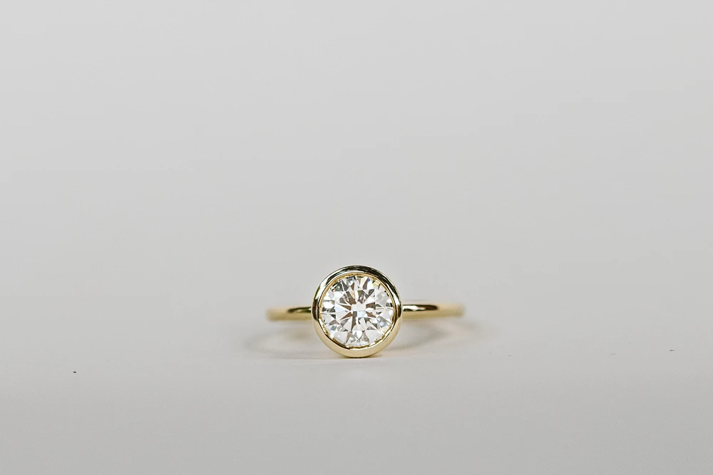 Solitaire Engagement Ring with 1.50 Carat Lab Created Diamond in 14kt Yellow Gold