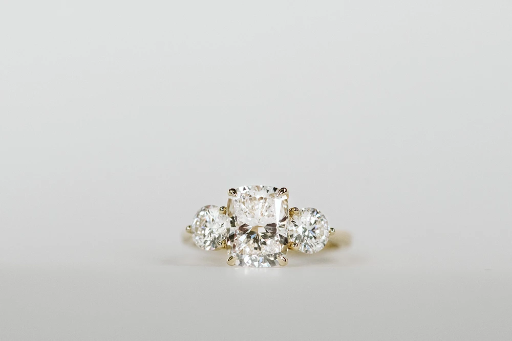 Trinity Engagement Ring with 3.50 Carat TW of Lab Created Diamonds 14kt Yellow Gold