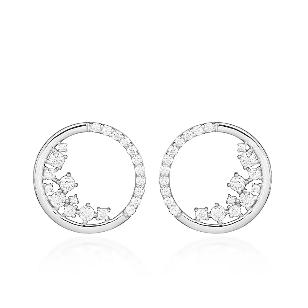 Circle Constellation Earrings with Cubic Zirconia Sterling Silver