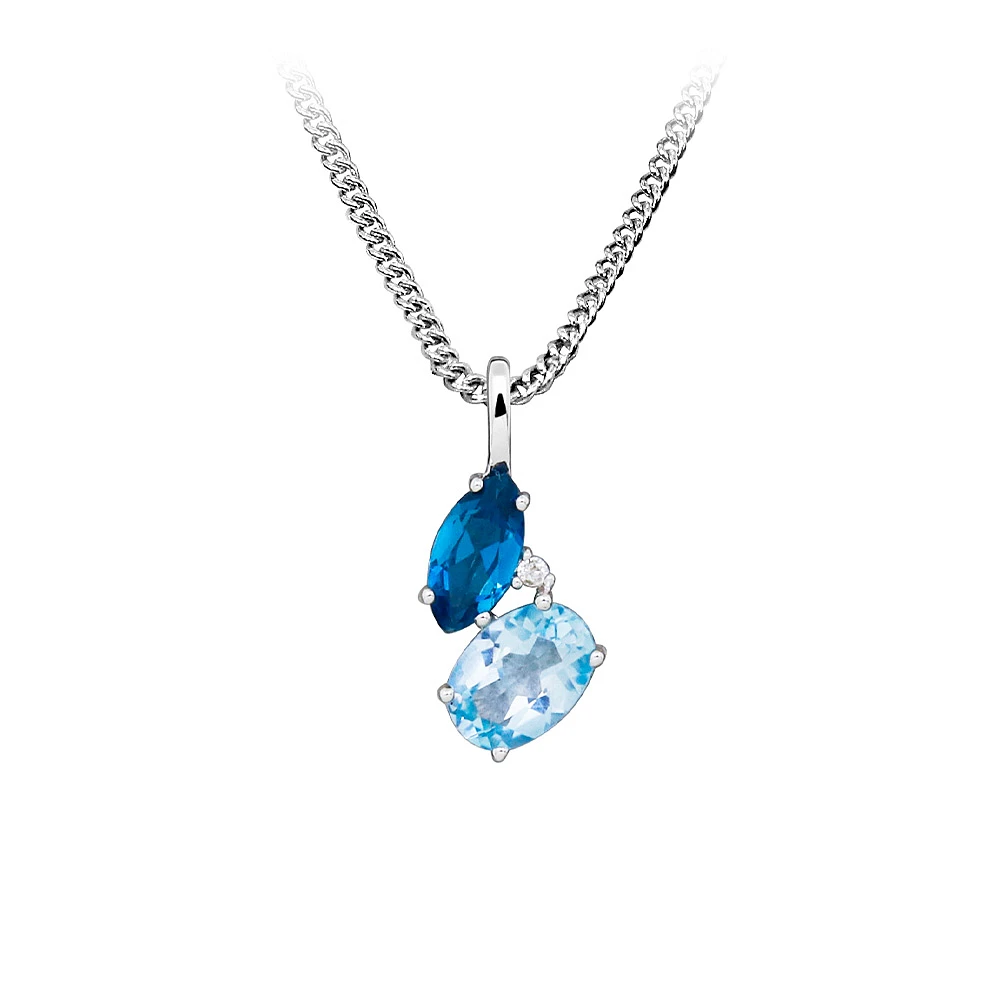 Pendant with London Blue Topaz and Sky Sterling Silver Chain