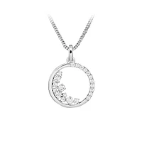 Circle Pendant with Cubic Zirconia Sterling Silver Chain