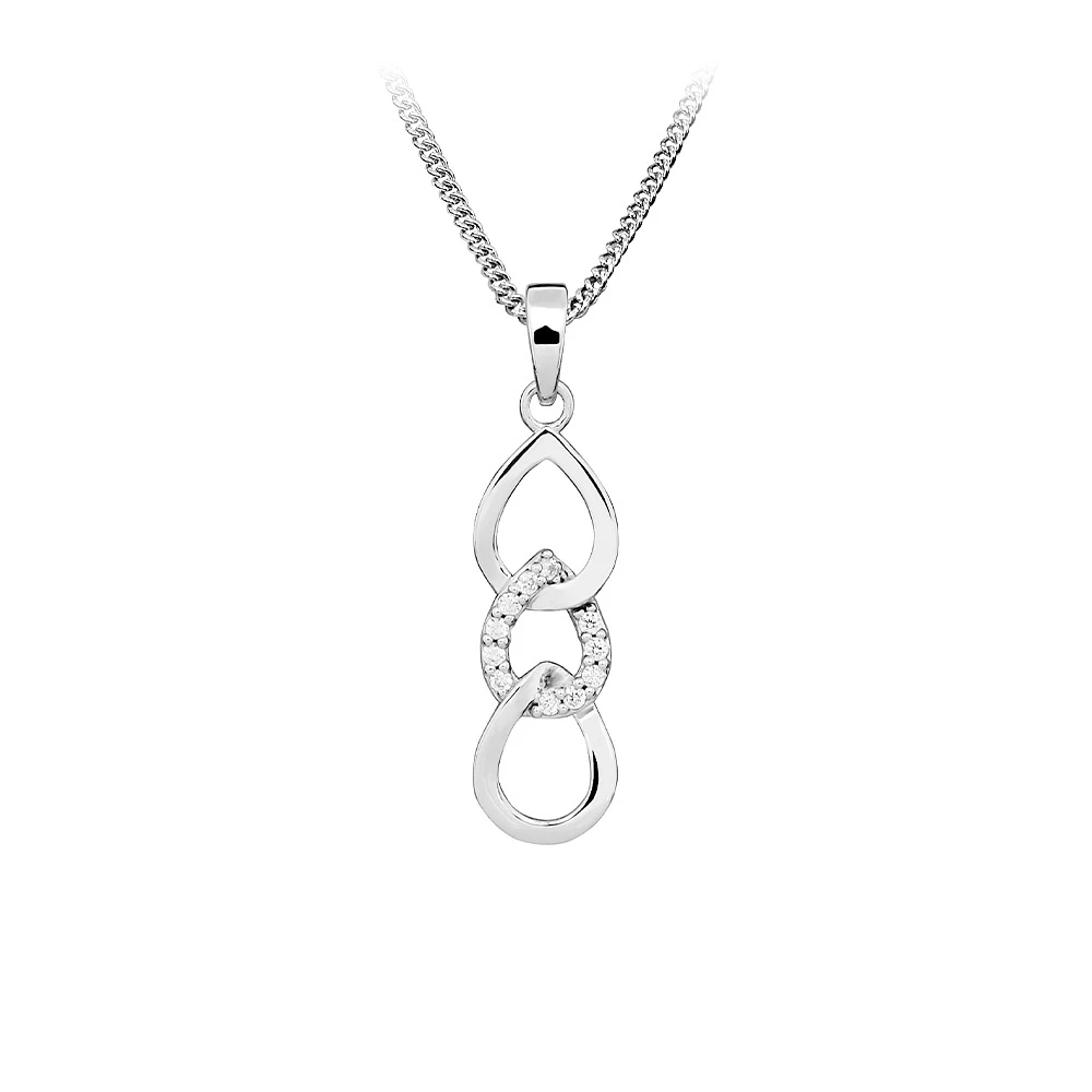 Teardrop Pendant with Cubic Zirconia Sterling Silver Chain