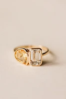 Toi et Moi Ring with Citrine and White Topaz 14kt Yellow Gold