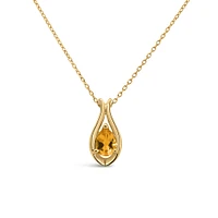 Pendant with 7x5MM Pear Shape Citrine 10kt Yellow Gold Chain