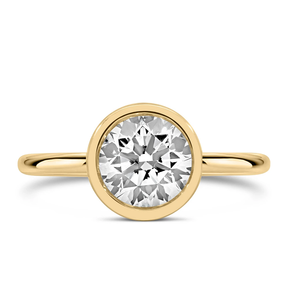 Solitaire Engagement Ring with 1.50 Carat Lab Created Diamond in 14kt Yellow Gold