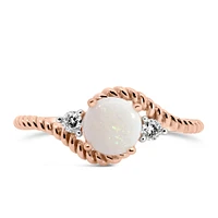 Halo Ring with .08 Carat TW of Diamonds and 5MM Opal in 10kt Rose Gold