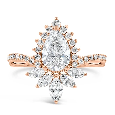 Pear Engagement Ring with 2.05 Carat TW of Lab Created Diamonds in 14kt Rose Gold