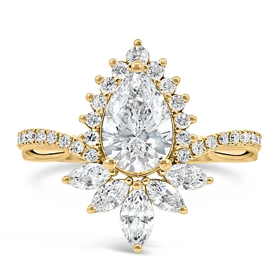 Pear Engagement Ring with 2.05 Carat TW of Lab Created Diamonds 14kt Yellow Gold