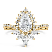 Pear Engagement Ring with 2.05 Carat TW of Lab Created Diamonds in 14kt Yellow Gold