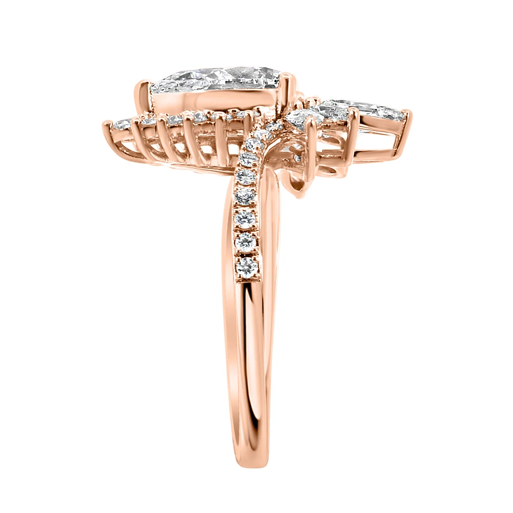 Pear Engagement Ring with 2.05 Carat TW of Lab Created Diamonds 14kt Rose Gold