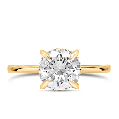 Round Engagement Ring with 2.32 Carat TW of Lab Created Diamonds in 14kt Yellow Gold