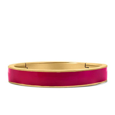 10.8MM 1960s Barbie Retro Glam Bangle with Pink Enamel Gold Vermeil Plated Sterling Silver