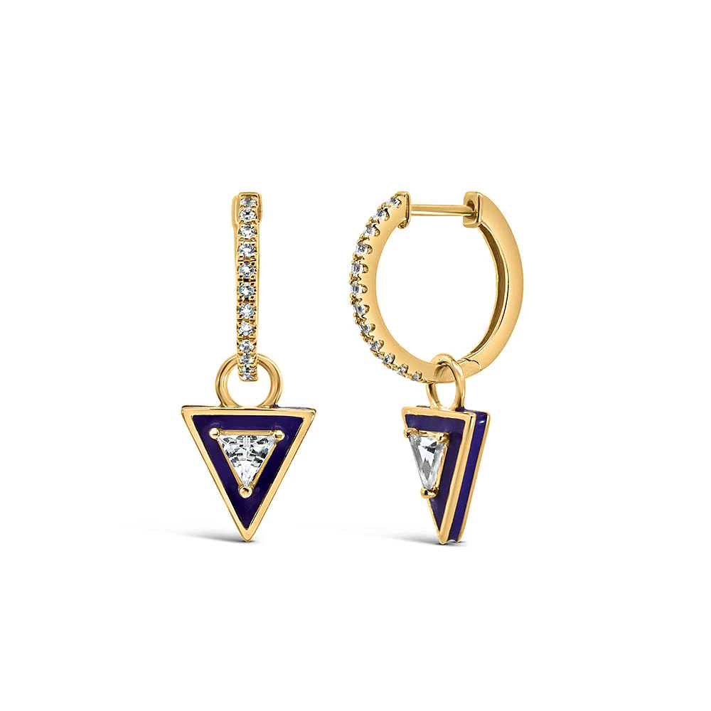 1990s Barbie Totally Triangle Hoops with Enamel Gold Vermeil Plated Sterling Silver