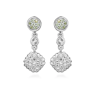 Earrings with White Topaz and Peridot Sterling Silver