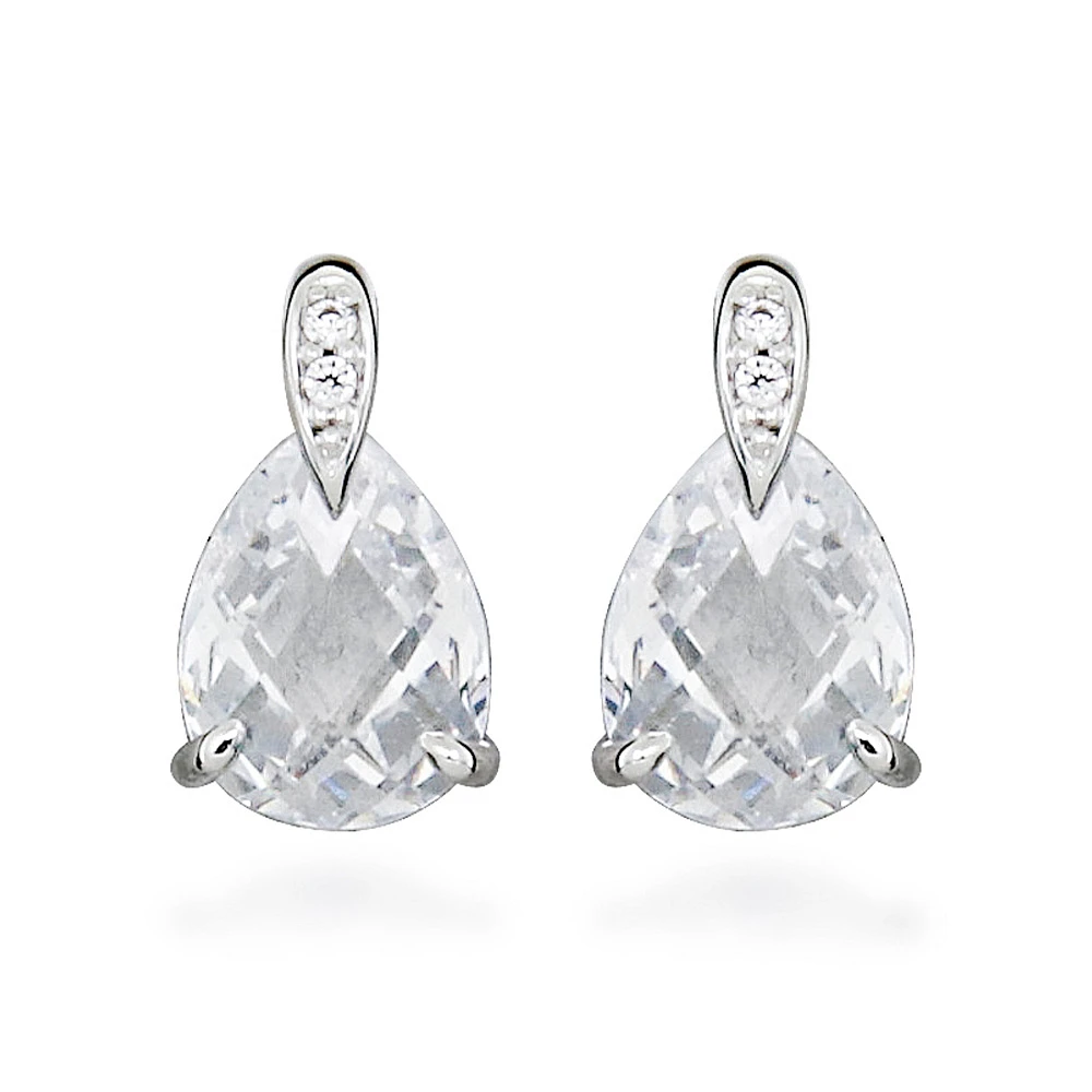 Earrings with Pear Shape Cubic Zirconia Sterling Silver