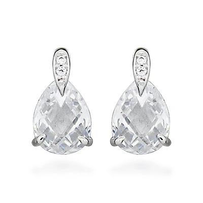 Earrings with Pear Shape Cubic Zirconia Sterling Silver