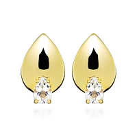 Earrings with Pear Shape White Topaz Gold Plated Sterling Silver