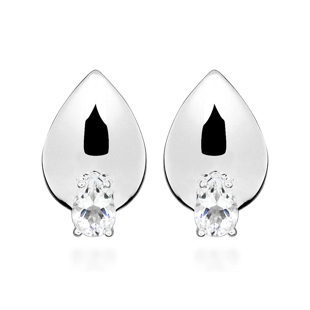 Earrings with Pear Shape White Topaz Sterling Silver