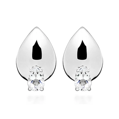 Earrings with Pear Shape White Topaz in Sterling Silver