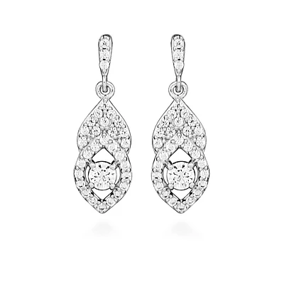 Drop Earrings with Cubic Zirconia in Sterling Silver