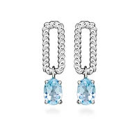 Drop Earrings with Oval Sky Blue Topaz Sterling Silver