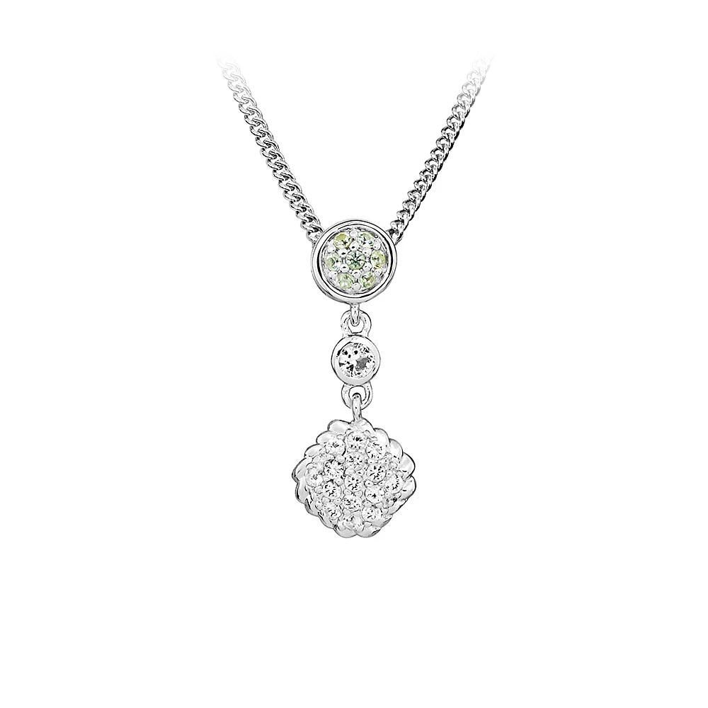 Pendant with White Topaz and Peridot Sterling Silver Chain