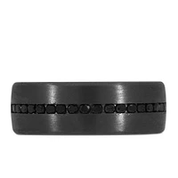 7.5MM Matte Black Comfort Fit Wedding Band with .40 Carat TW of Colour Enhanced Black Diamonds in Tantalum