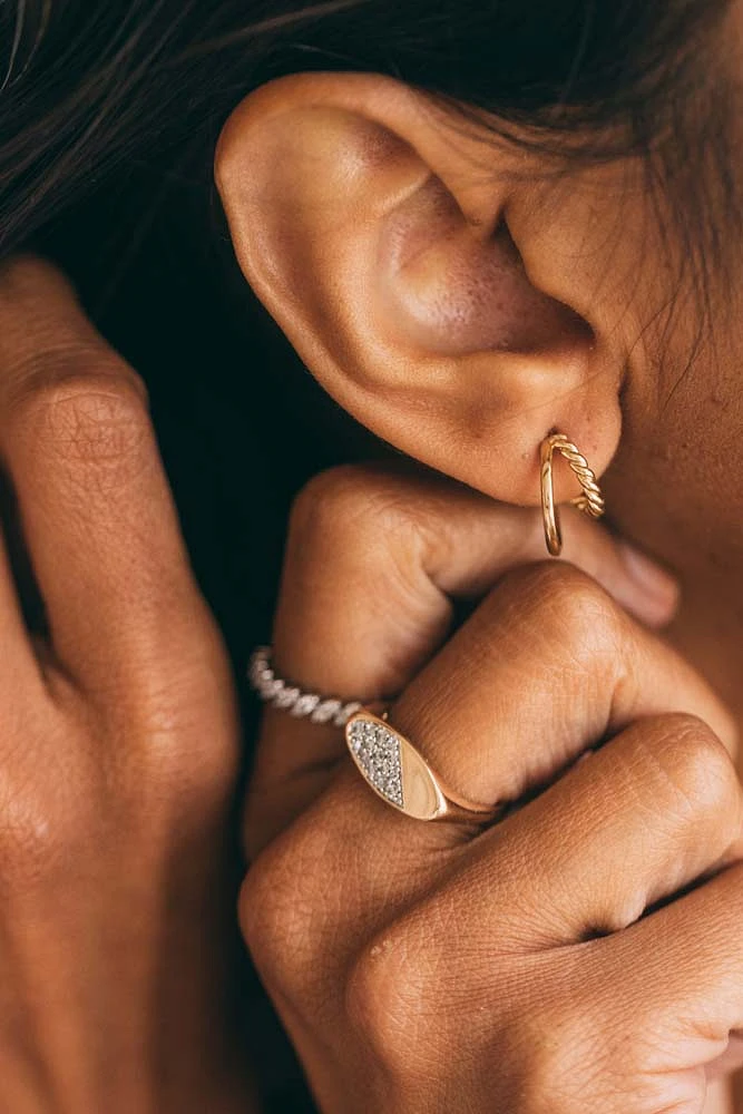 Mini Open Hoop Earrings in Gold Plated Sterling Silver