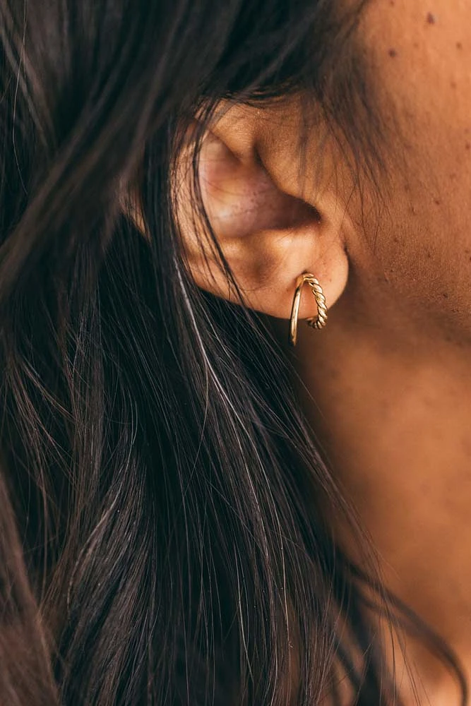 Mini Open Hoop Earrings in Gold Plated Sterling Silver