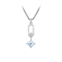 Pendant with Princess Cut Blue Topaz Sterling Silver Chain