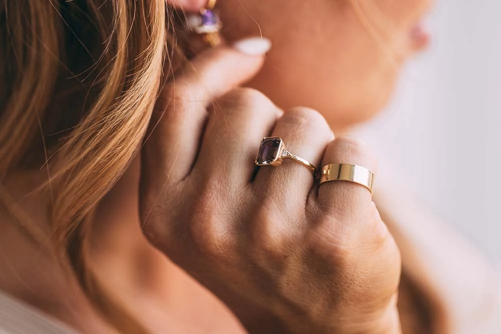 Ring with .06 Carat TW of Diamonds and Ametrine 14kt Yellow Gold