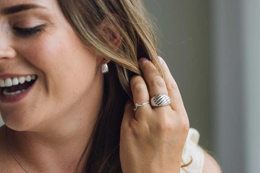 Wave Hoop Earrings Sterling Silver