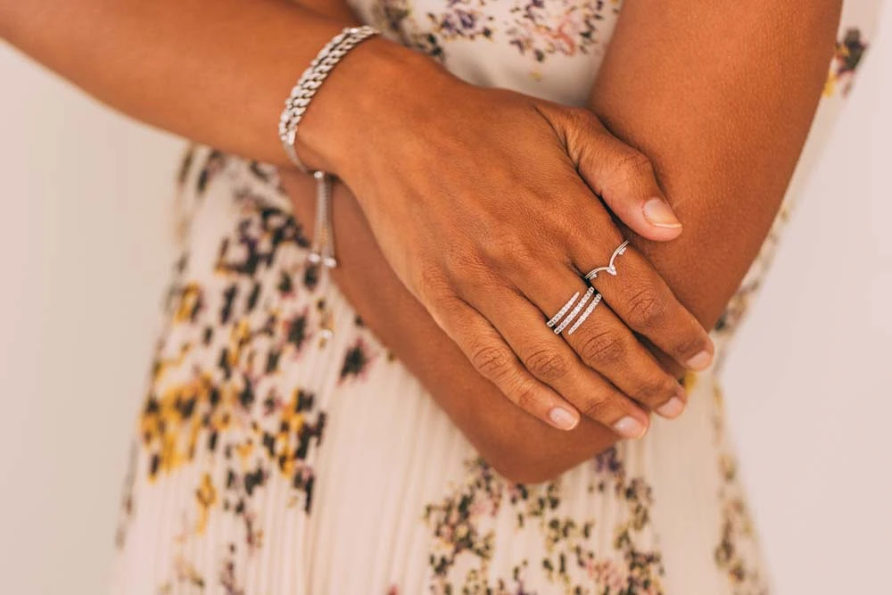 Chevron Ring with .06 Carat TW of Diamonds Sterling Silver