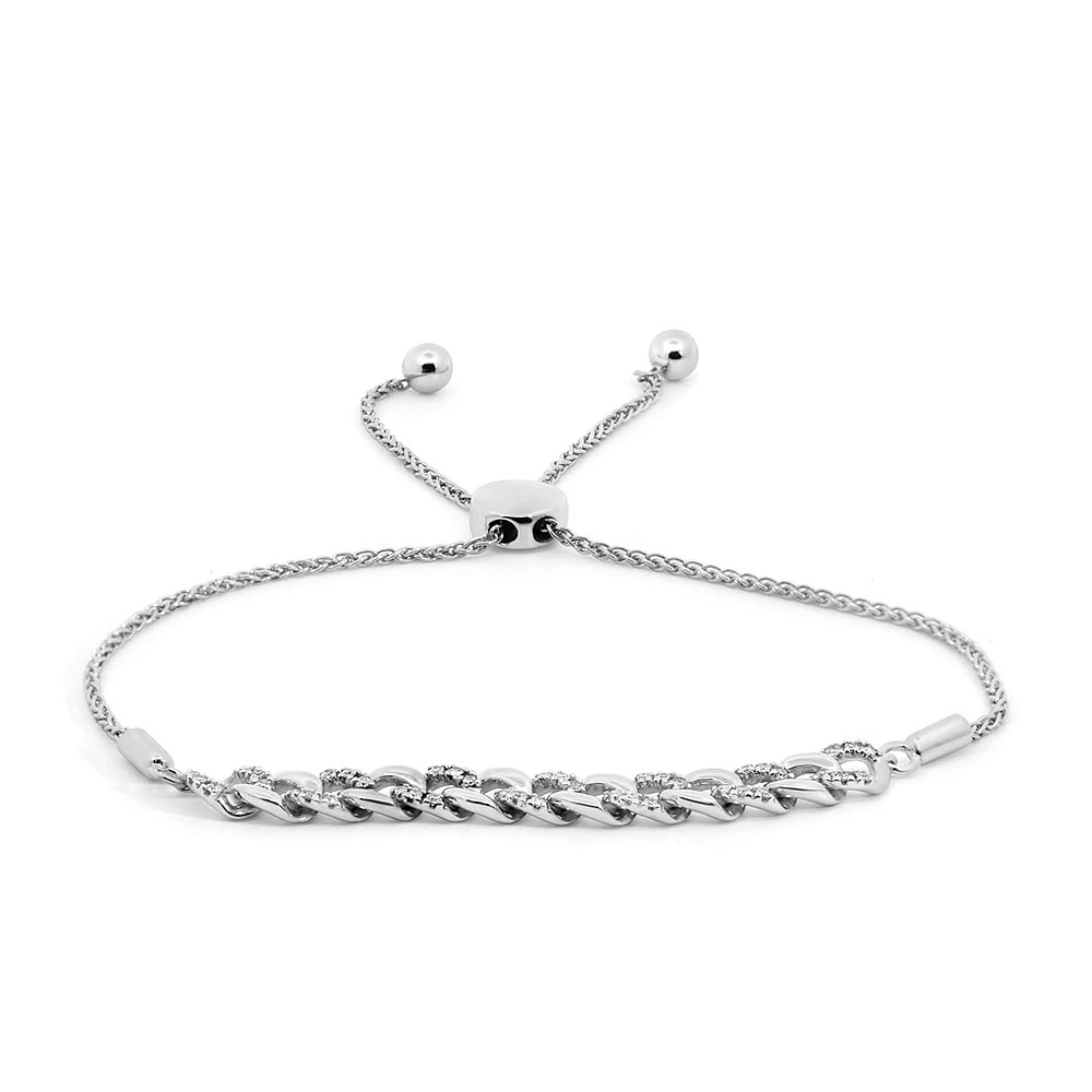 Adjustable Bracelet with Carat TW of Diamonds Sterling Silver