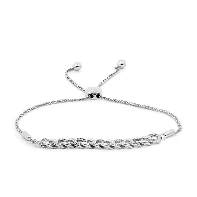 Adjustable Bracelet with Carat TW of Diamonds in Sterling Silver