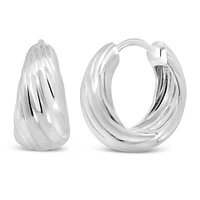 Wave Hoop Earrings Sterling Silver