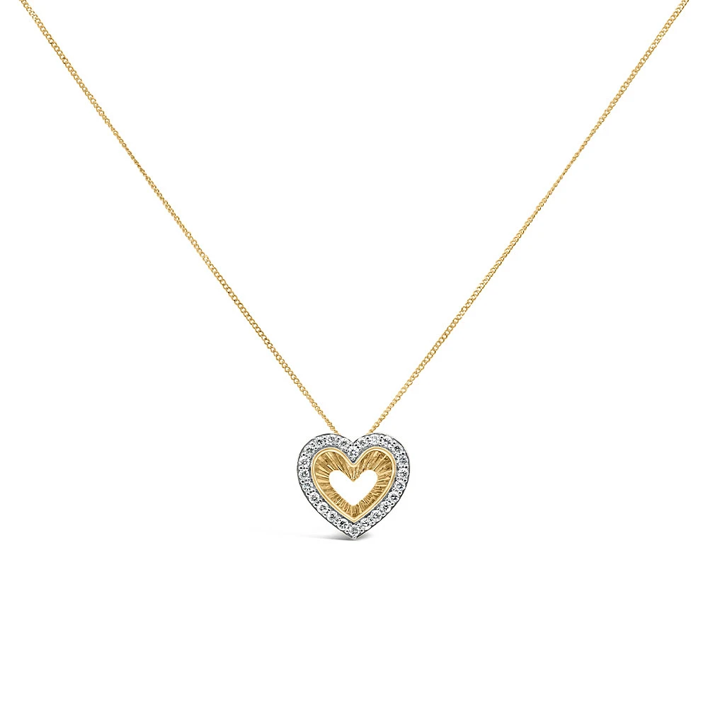 Heart Pendant with .25 Carat TW of Diamonds 10kt Yellow Gold Chain