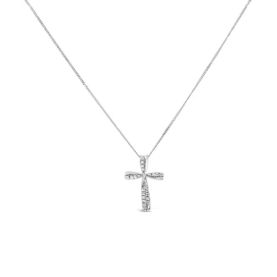 Cross Pendant with Carat TW of Diamonds in 10kt Gold with Chain